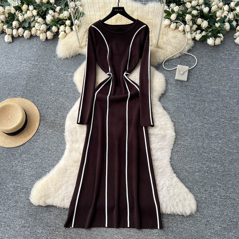 Long Sleeve Sweater Dress with Fitted Waist - Neon North Clothing