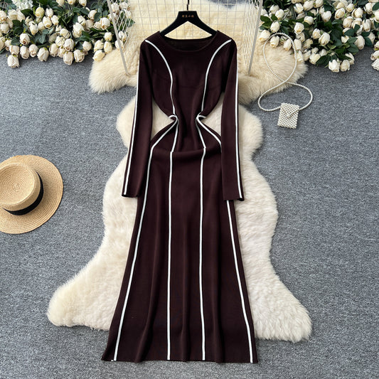Long Sleeve Sweater Dress with Fitted Waist - Neon North Clothing