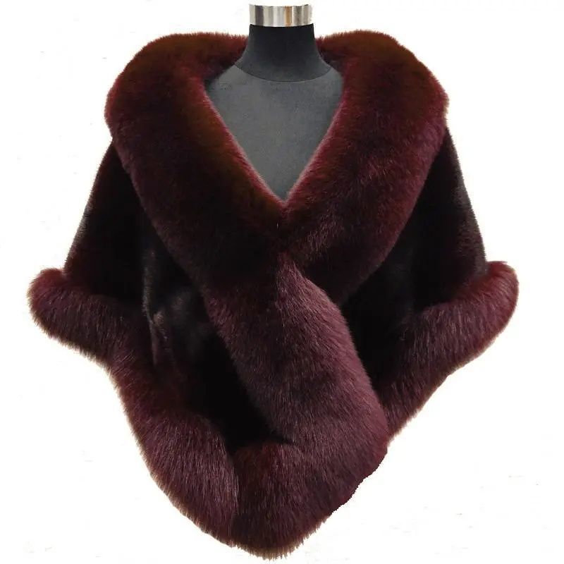 Luxury Fur Poncho Fluffy Shawl Fur Plush Cape Coat - Neon North Clothing