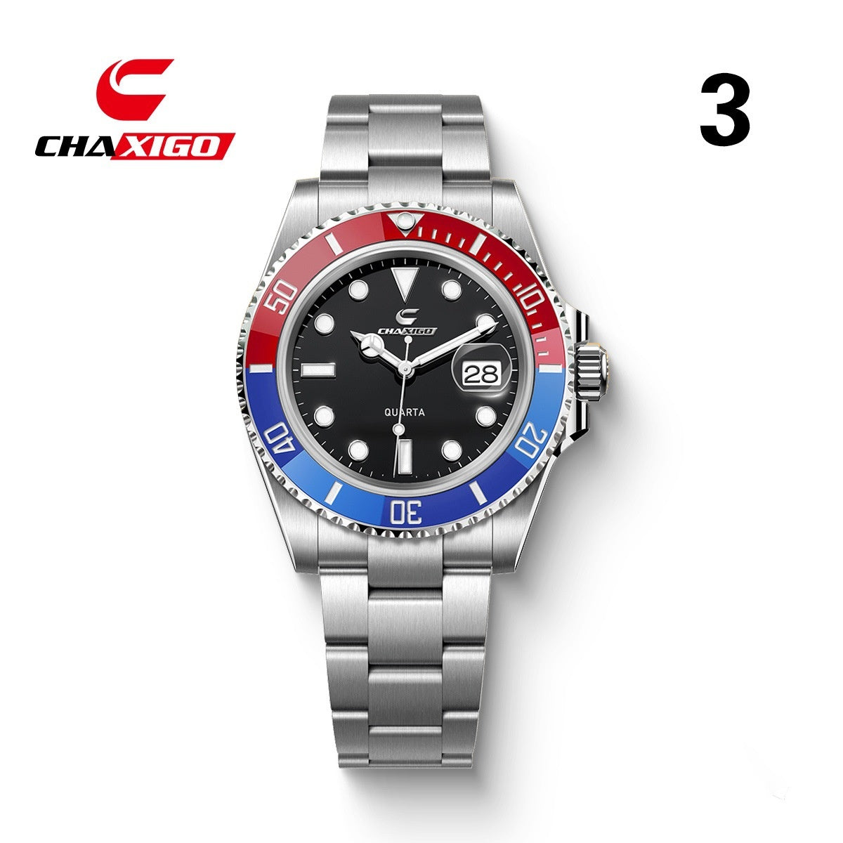 CHAXIGO Swiss Submariner Style Waterproof Versatile Alloy Quartz Watch - Neon North Clothing