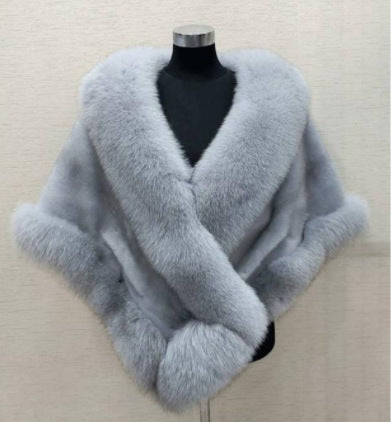 Luxury Fur Poncho Fluffy Shawl Fur Plush Cape Coat - Neon North Clothing