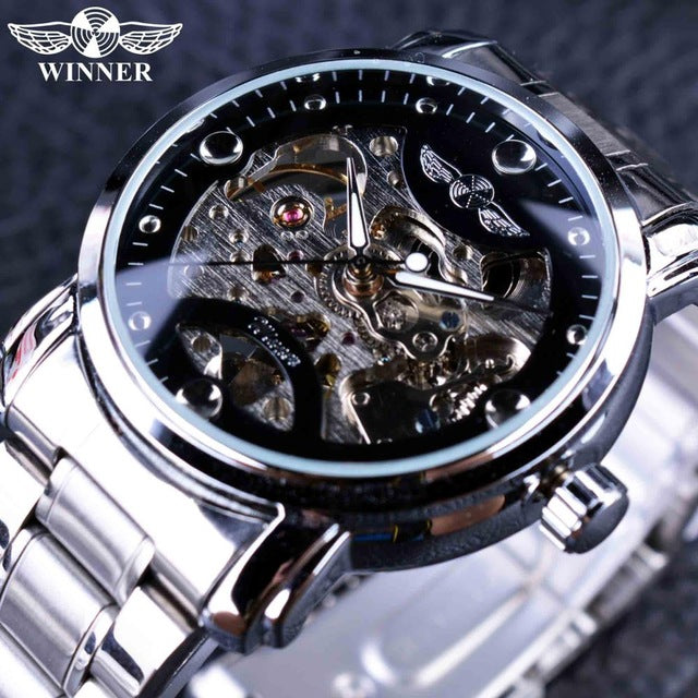WINNER Blue Ocean Automatic Watch - Luxury Stainless Steel Men's Timepiece - Neon North Clothing