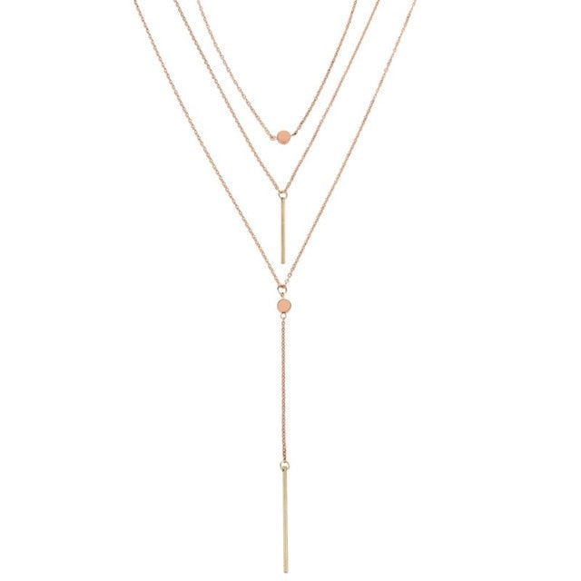 Ailend Design Simple Multi Layer Chain Necklace - Neon North Clothing