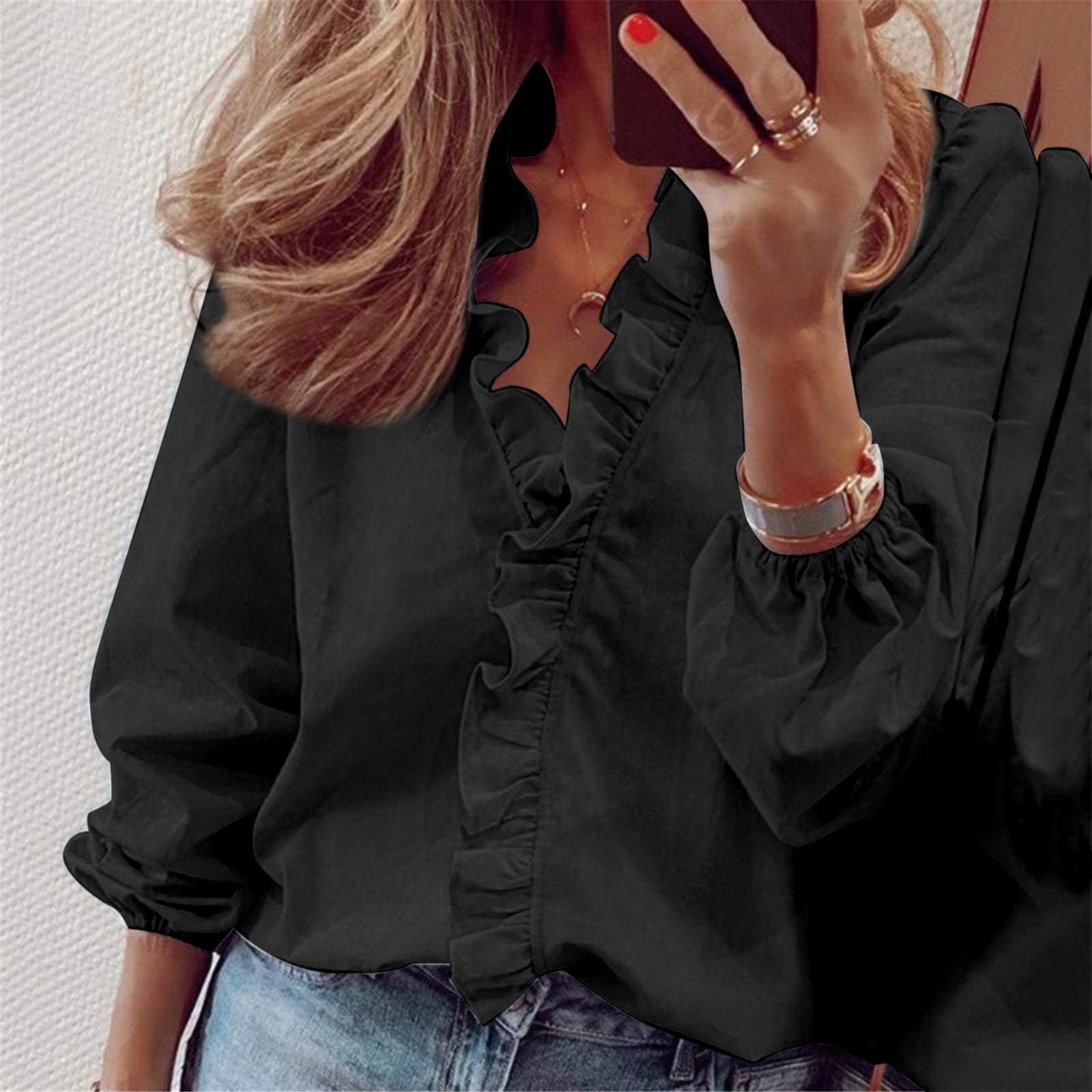 New Long Sleeved Ruffled Shirt for Effortless Style - Neon North Clothing