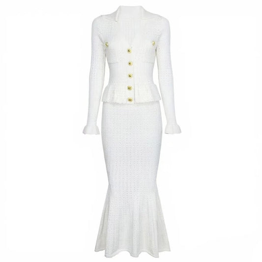 Long Sleeve Fitted Slimming Mermaid Dress - Neon North Clothing