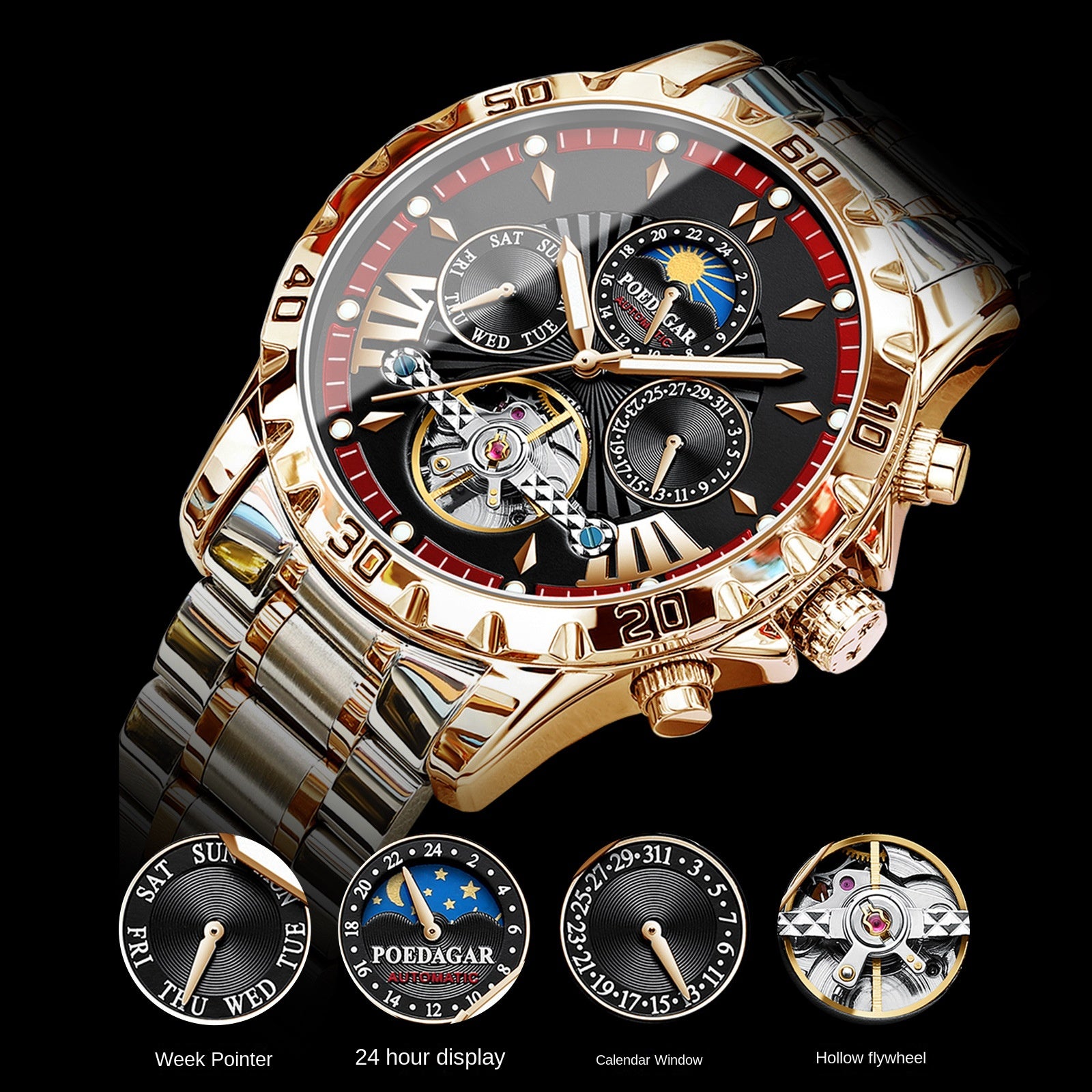 POEDAGAR Swiss Brand Waterproof Automatic Mechanical Luxury Watch for Men - Neon North Clothing