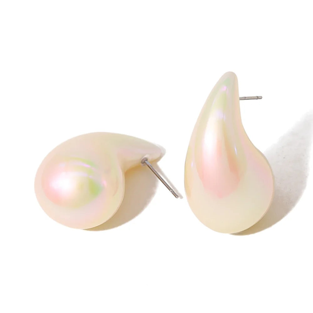 Acrylic White Water Drop Earring Chubby Elegant Earrings - Neon North Clothing