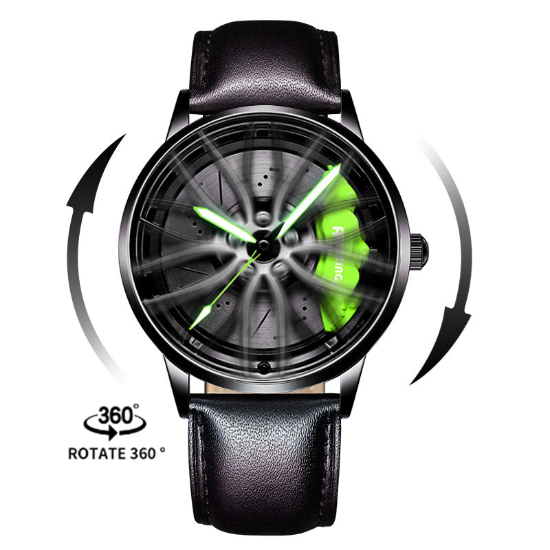 NEON NORTH Luxury Mens Watch Stainless Steel Car Wheel Hub Quartz Watch For Men - Neon North Clothing
