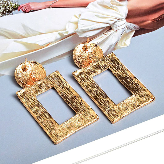 Geometric Gold Color Metal Dangle Drop Earrings - Neon North Clothing