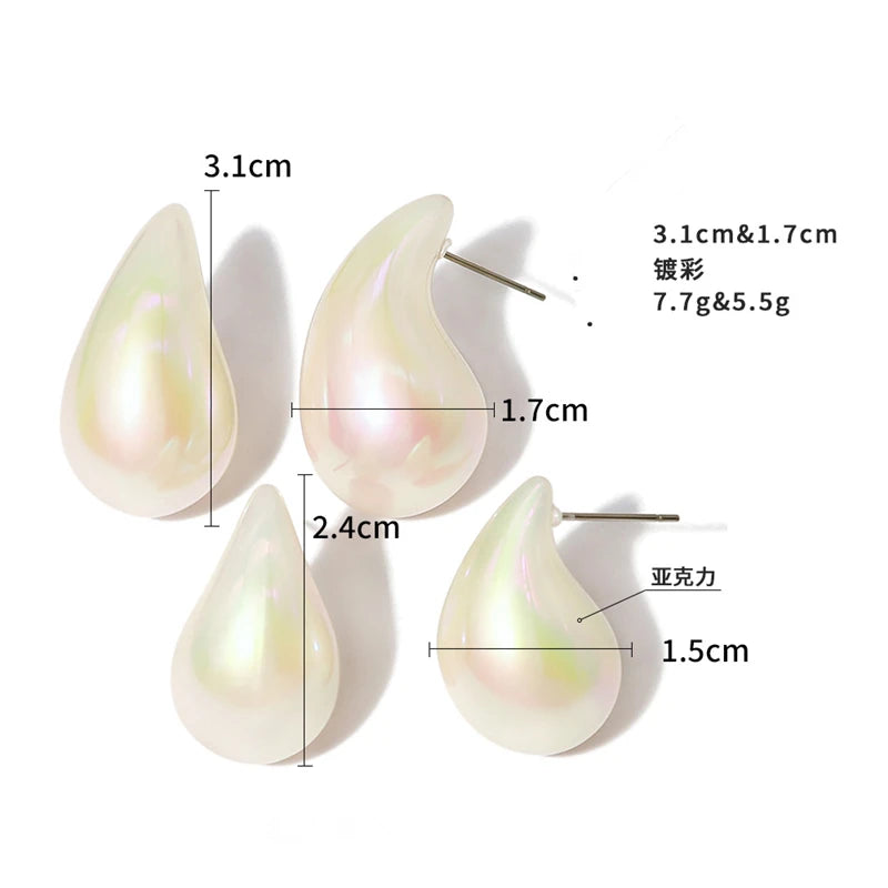 Acrylic White Water Drop Earring Chubby Elegant Earrings - Neon North Clothing