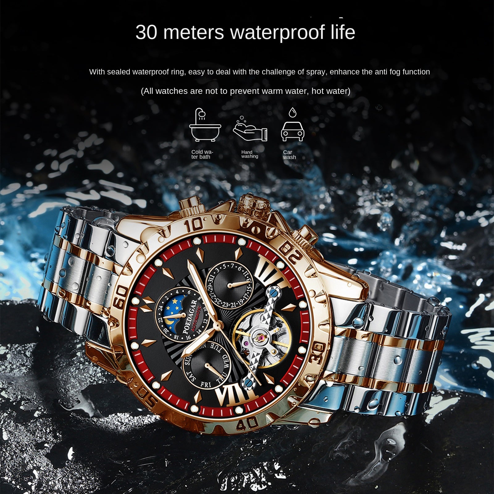 POEDAGAR Swiss Brand Waterproof Automatic Mechanical Luxury Watch for Men - Neon North Clothing