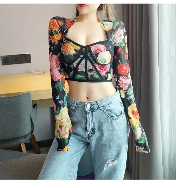 Slim Hip Hop Gothic Long Sleeve Blouse - Neon North Clothing