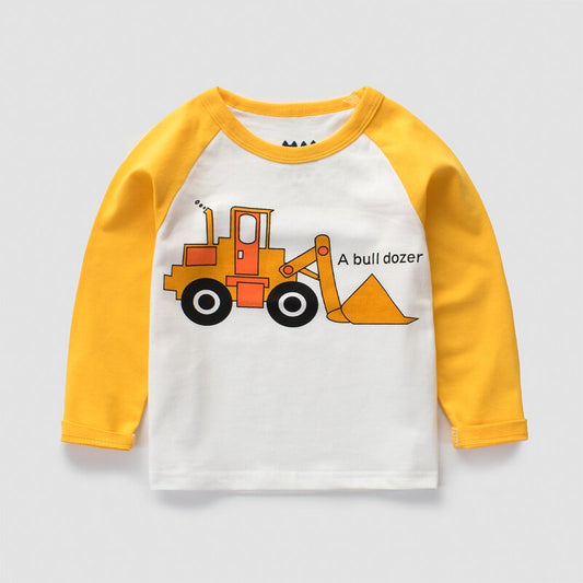 Long Sleeve Excavator Sweatshirt for Kids - 1 to 7 Years Boys and Girls, Solid Cotton - Neon North Clothing