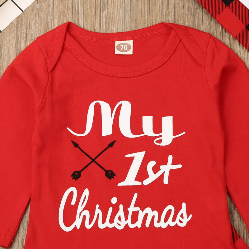 0 - 18 Months My First Christmas Romper Set 2PCS for Baby's First Holiday - Neon North Clothing