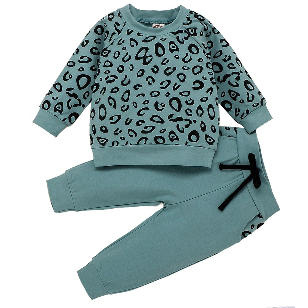 9M - 4Years Leopard Print Shirt Sweater Pants Set for Kids - Neon North Clothing