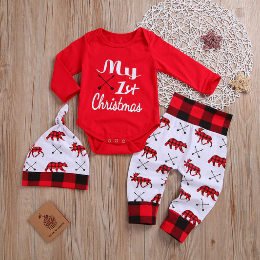 0 - 18 Months My First Christmas Romper Set 2PCS for Baby's First Holiday - Neon North Clothing