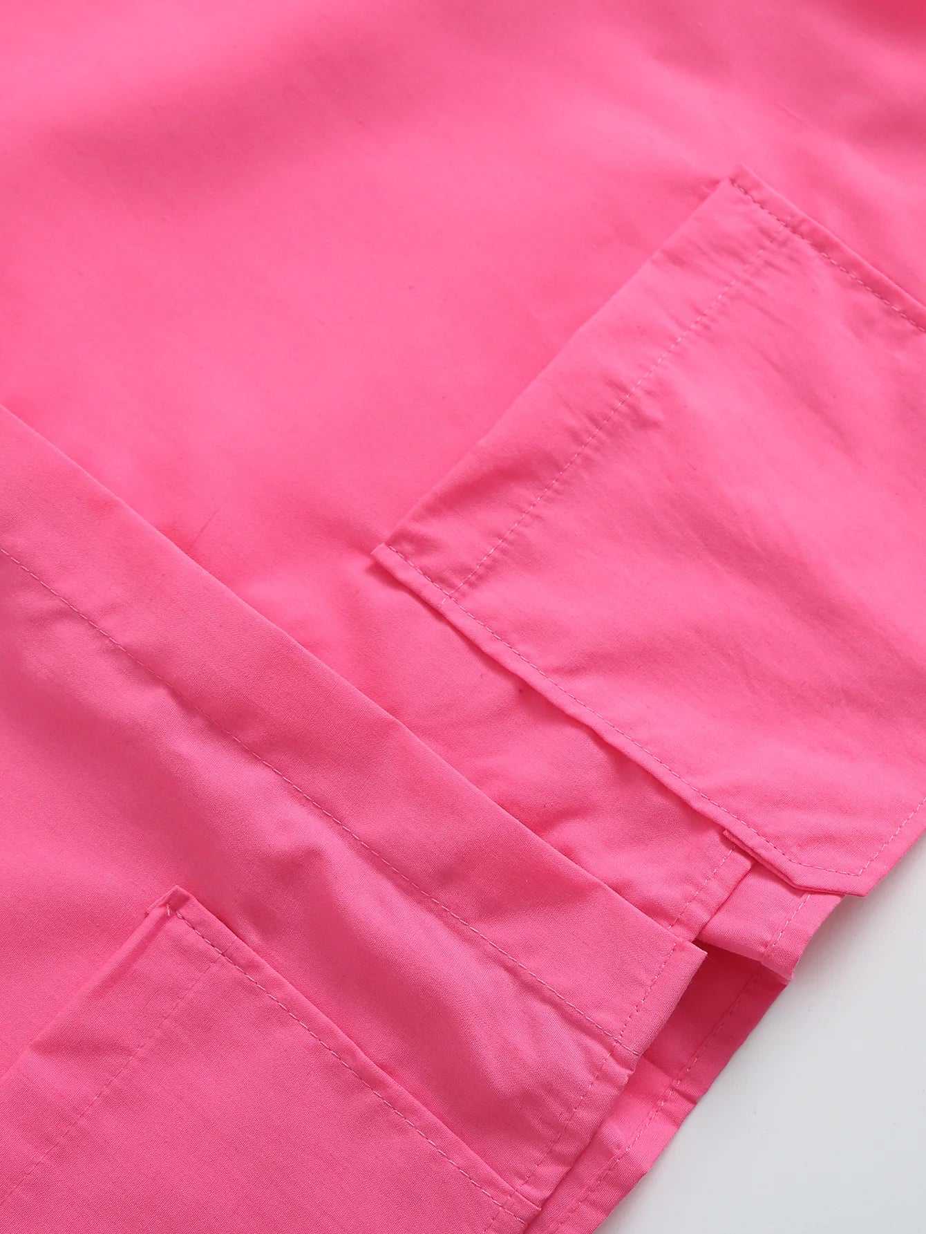 Vintage Cropped Poplin Shirt Blouse with Long Sleeves and Pockets - Neon North Clothing