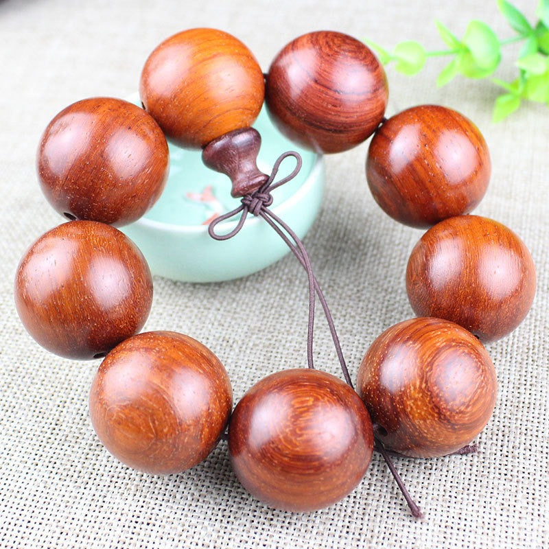 Red Pear Wood Bracelet with 108 Buddhist Bead Sandalwood Bracelet - Neon North Clothing
