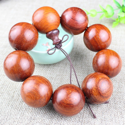 Red Pear Wood Bracelet with 108 Buddhist Bead Sandalwood Bracelet - Neon North Clothing