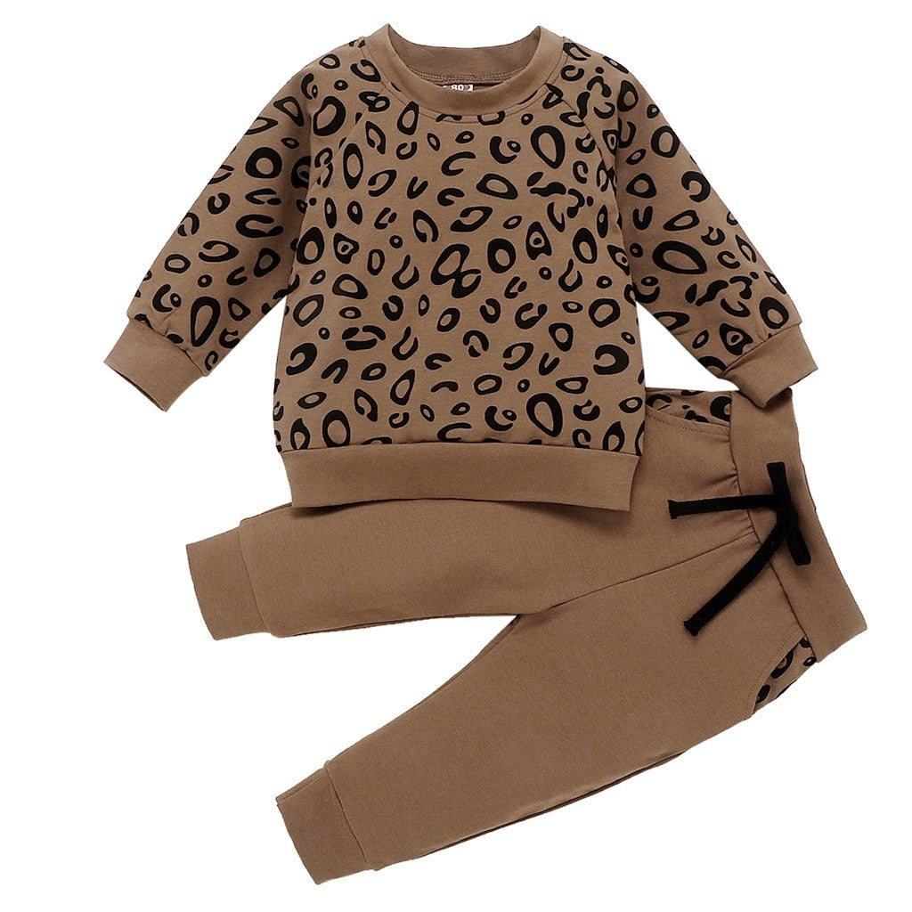 9M - 4Years Leopard Print Shirt Sweater Pants Set for Kids - Neon North Clothing