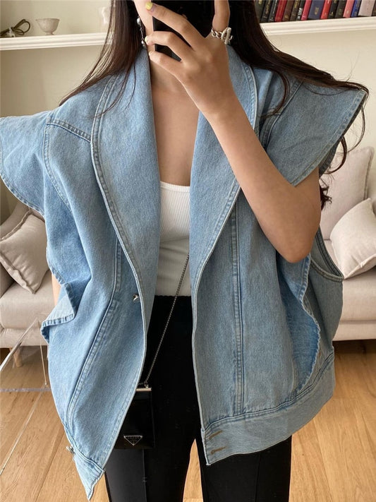 Waistcoat Denim Jacket with Pockets - Stylish Jeans Top for Every Occasion - Neon North Clothing