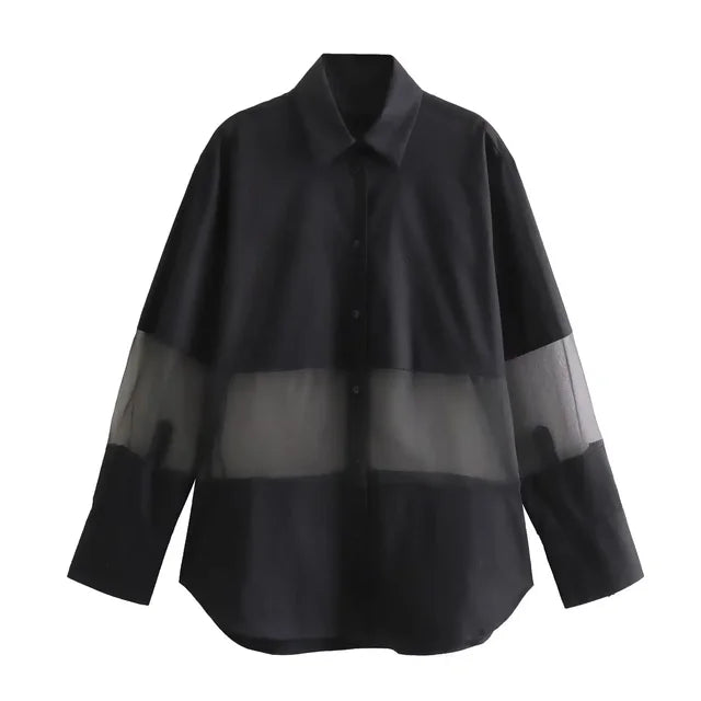Women Collared Long Sleeve Blouse - Neon North Clothing