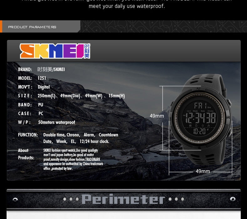 Men's Digital Military Dive Watch - 50m Waterproof Sports LED Timepiece - Neon North Clothing