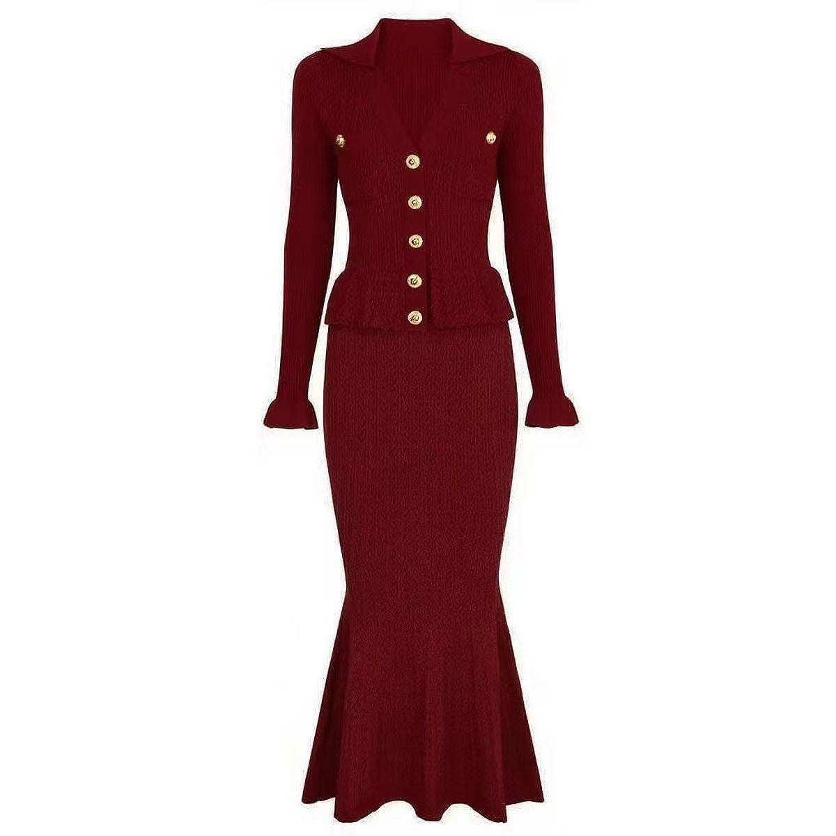 Long Sleeve Fitted Slimming Mermaid Dress - Neon North Clothing