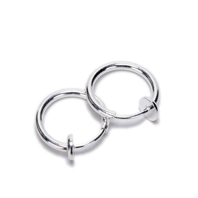 1 Pair 13mm Punk Goth False Hoop Earrings Septum Clip on Boby Nose Lip Ear Fake Piercing Rings Stud - Neon North Clothing