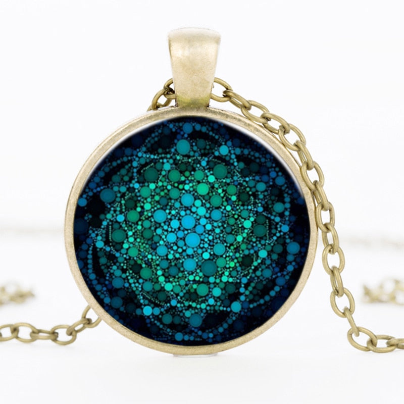 Flower of Life Glass Dome Sacred Geometry  Necklace - Neon North Clothing