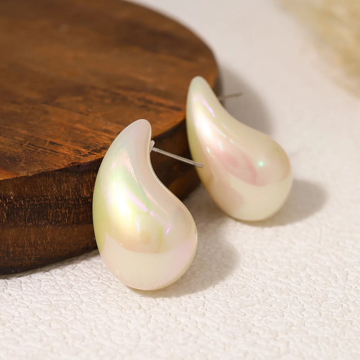 Acrylic White Water Drop Earring Chubby Elegant Earrings - Neon North Clothing