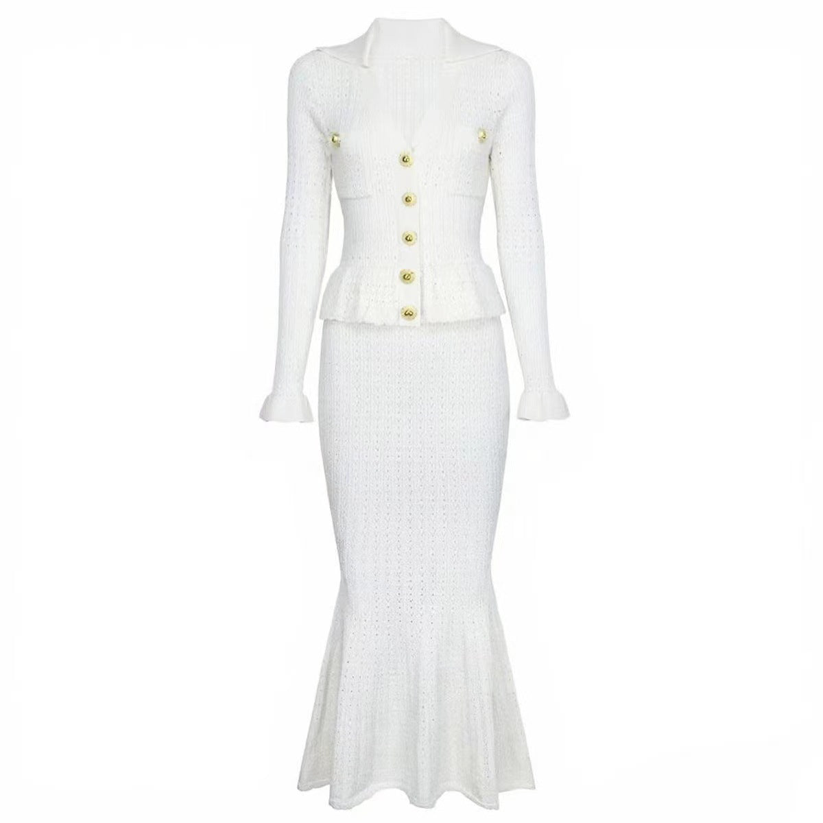 Long Sleeve Fitted Slimming Mermaid Dress - Neon North Clothing