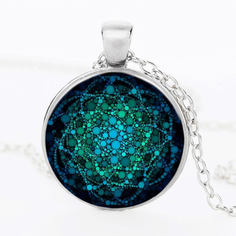 Flower of Life Glass Dome Sacred Geometry  Necklace - Neon North Clothing
