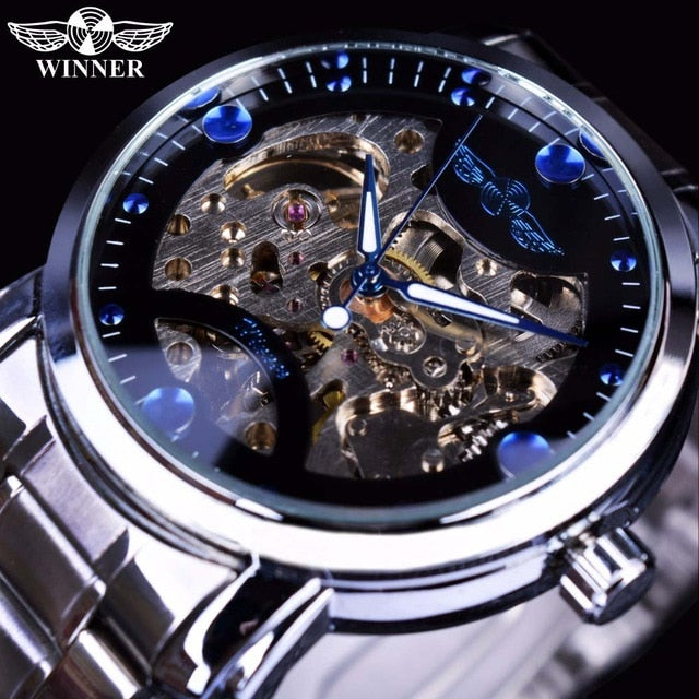WINNER Blue Ocean Automatic Watch - Luxury Stainless Steel Men's Timepiece - Neon North Clothing