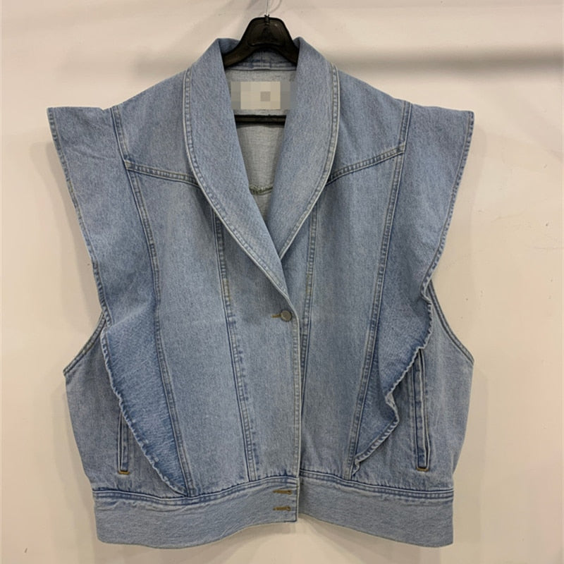Waistcoat Denim Jacket with Pockets - Stylish Jeans Top for Every Occasion - Neon North Clothing