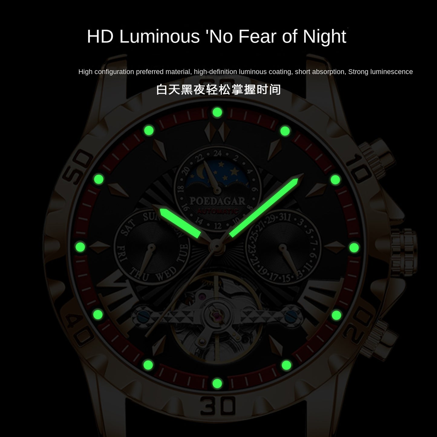 POEDAGAR Swiss Brand Waterproof Automatic Mechanical Luxury Watch for Men - Neon North Clothing