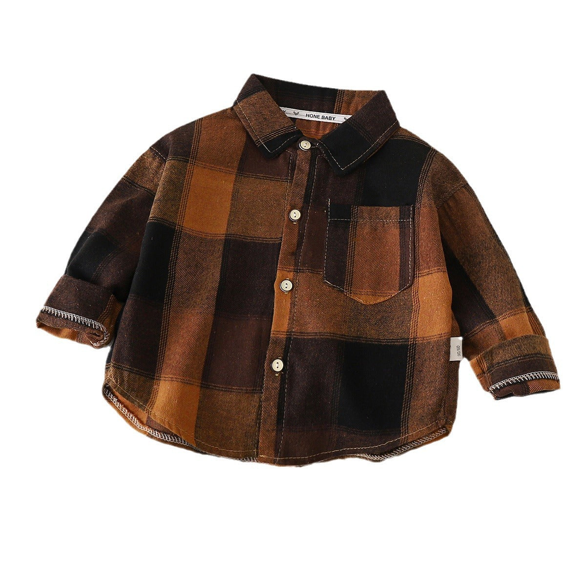 Unisex Plaid Shirt for Kids - Contrast Long Sleeve Turn Down Collar Shirt (1-10 Years) - Neon North Clothing