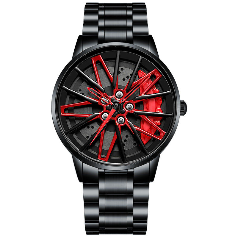 NEON NORTH Luxury Mens Watch Stainless Steel Car Wheel Hub Quartz Watch For Men - Neon North Clothing