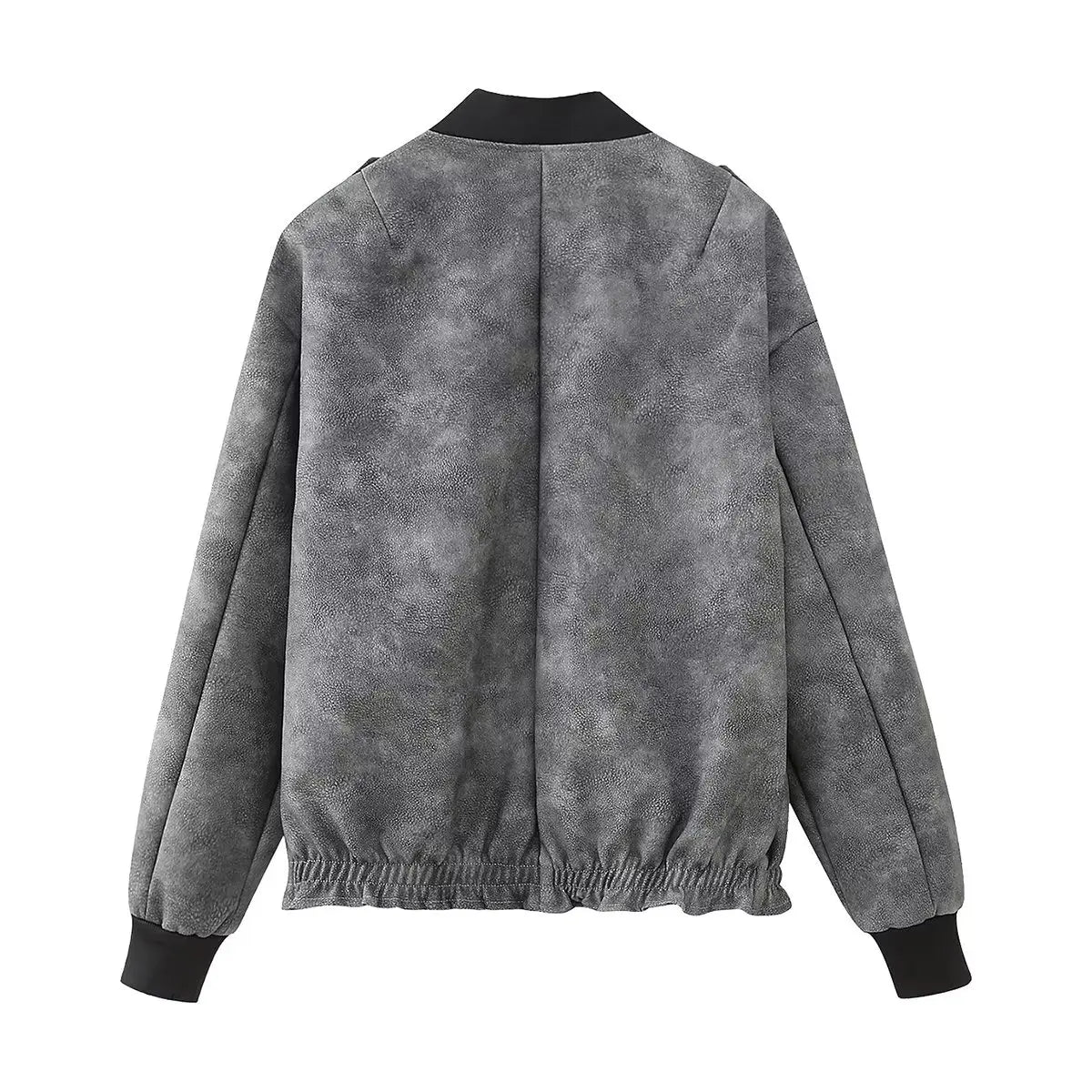 Faux Leather Zipper Cropped Bomber Jacket - Neon North Clothing
