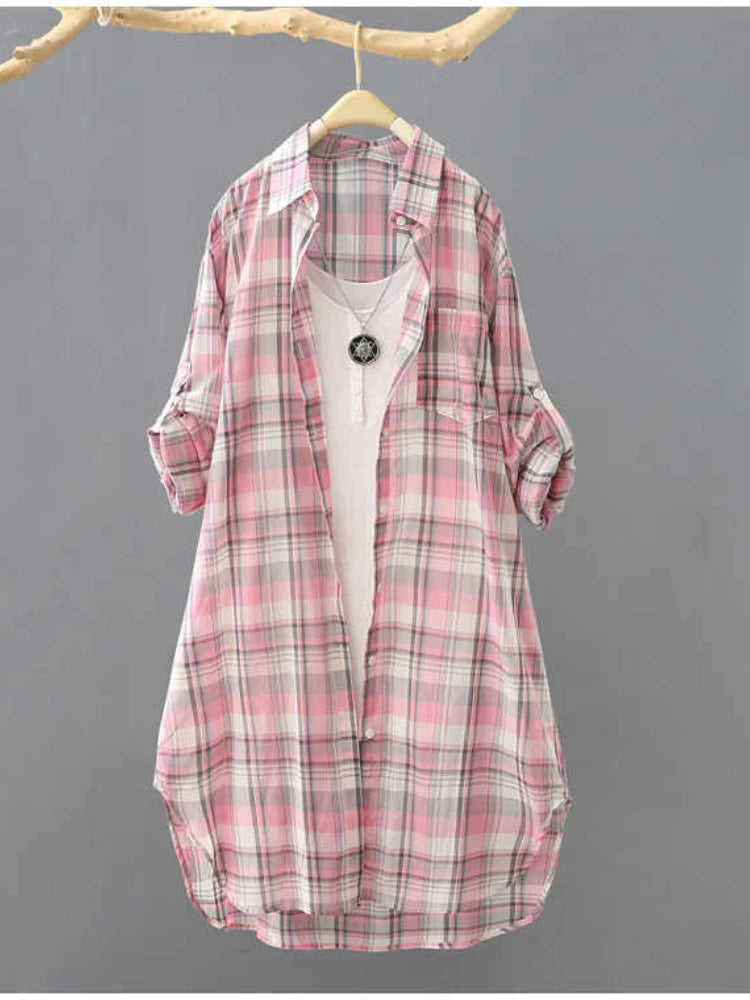Plaid Elegant Shirt Style Blouse - Neon North Clothing