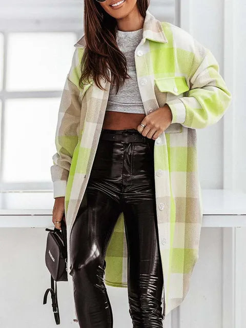 Long Plaid Coat Jacket for Ultimate Style and Warmth - Neon North Clothing