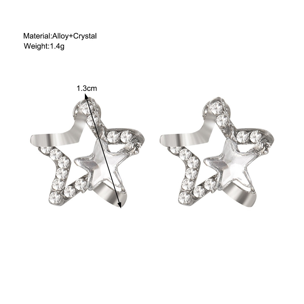 Diamond Inlaid Hollowed Out Star Zircon Earrings - Neon North Clothing