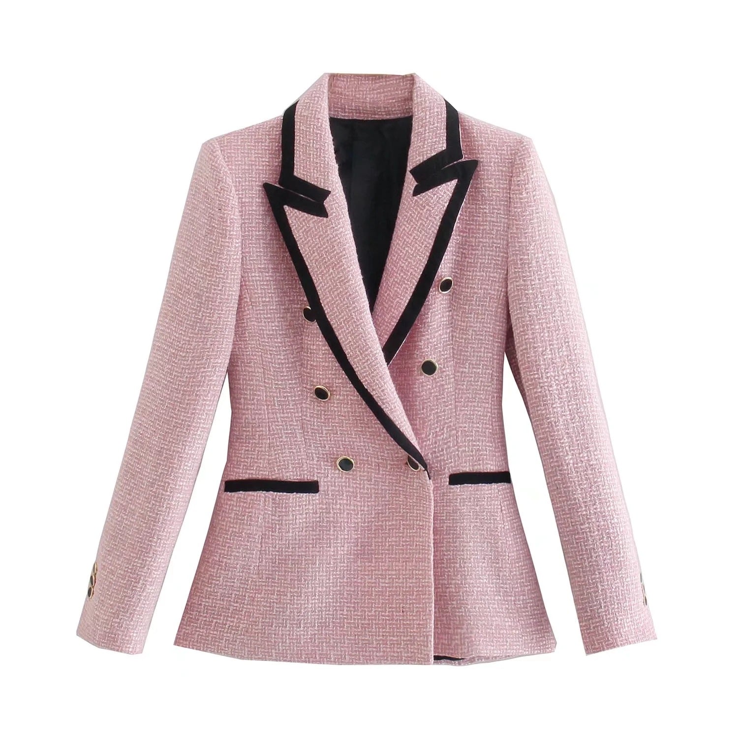 Coarse Weave Texture  Double Breasted Blazer Jacket - Neon North Clothing