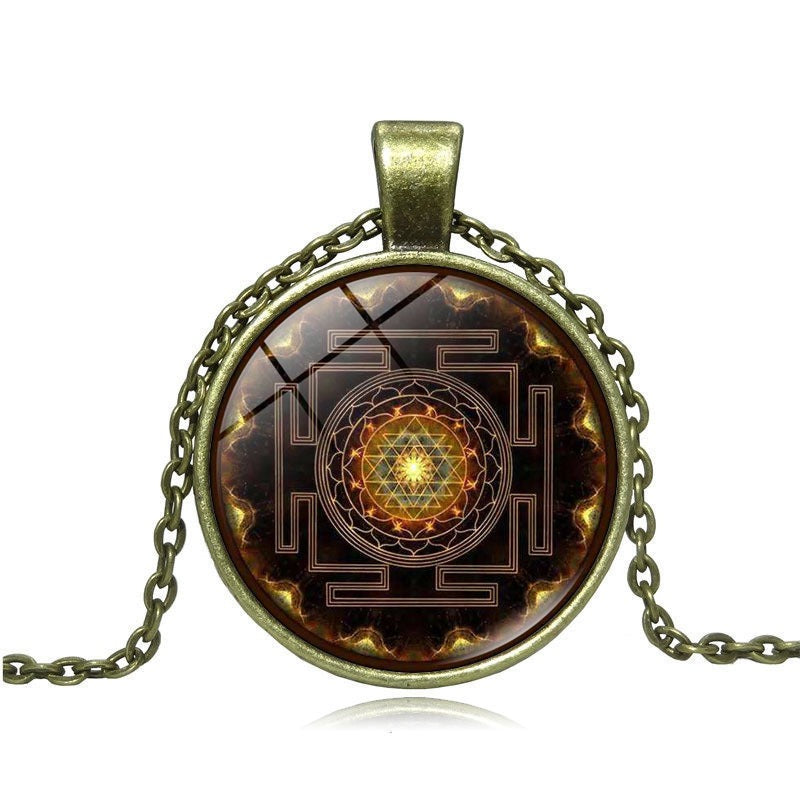 Sacred Sri Lankan Versatile Time Gemstone Pendant Retro Yantra Necklace - Neon North Clothing