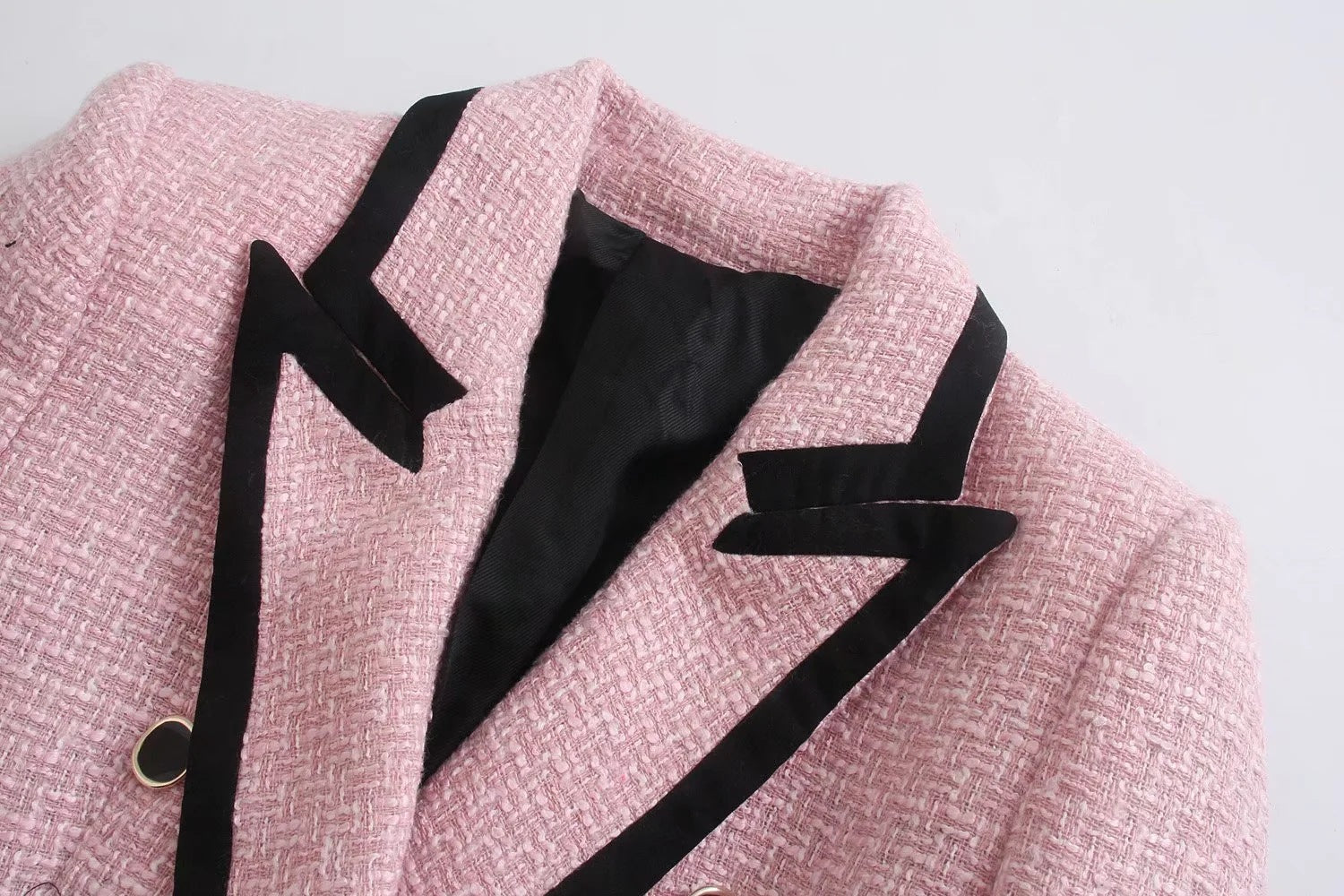 Coarse Weave Texture  Double Breasted Blazer Jacket - Neon North Clothing