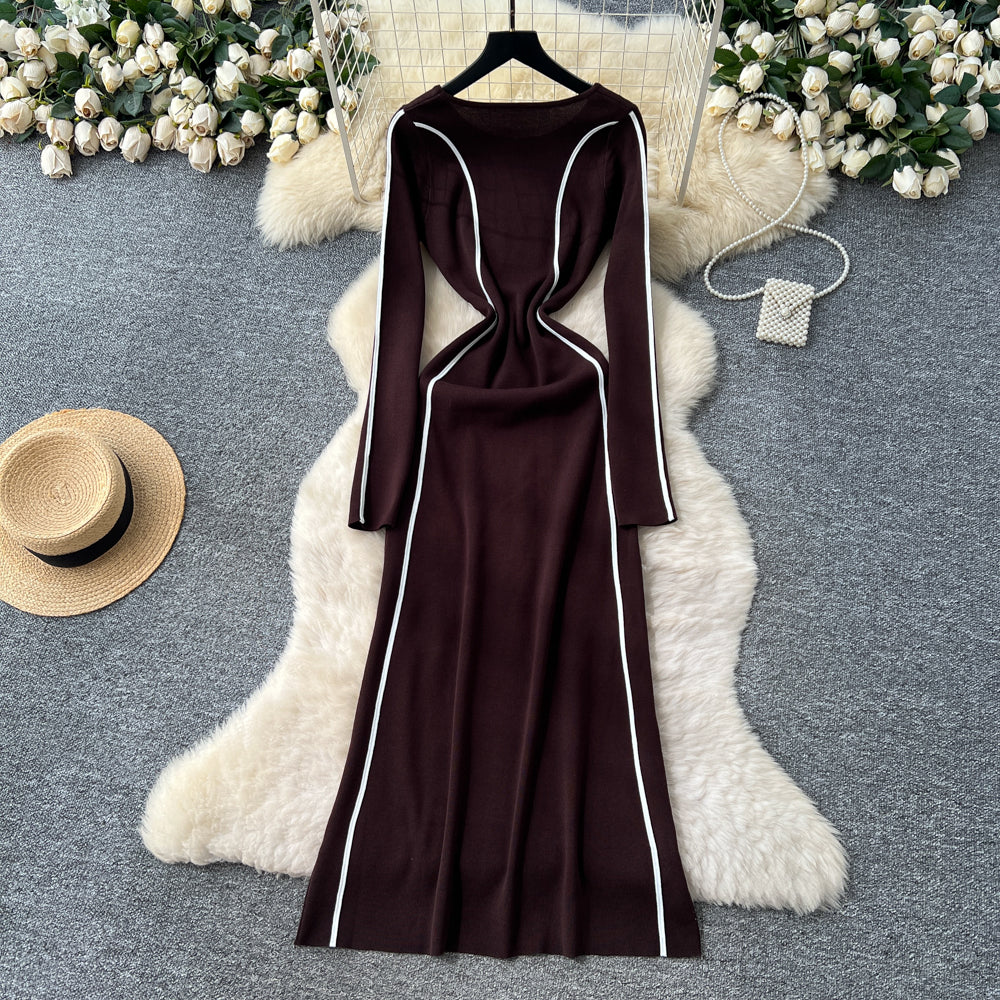 Long Sleeve Sweater Dress with Fitted Waist - Neon North Clothing