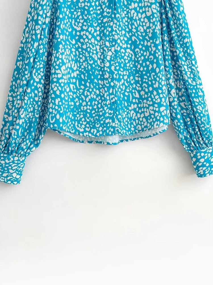 Chic Loose Leopard Print Blouse with Long Sleeves - Neon North Clothing