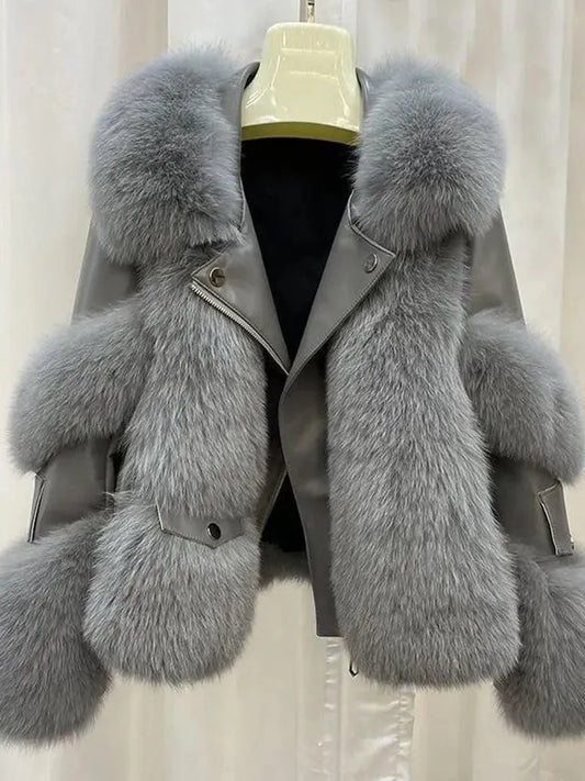 Lapel Full Sleeve Zipper Elegant Warm Thick Jacket - Neon North Clothing