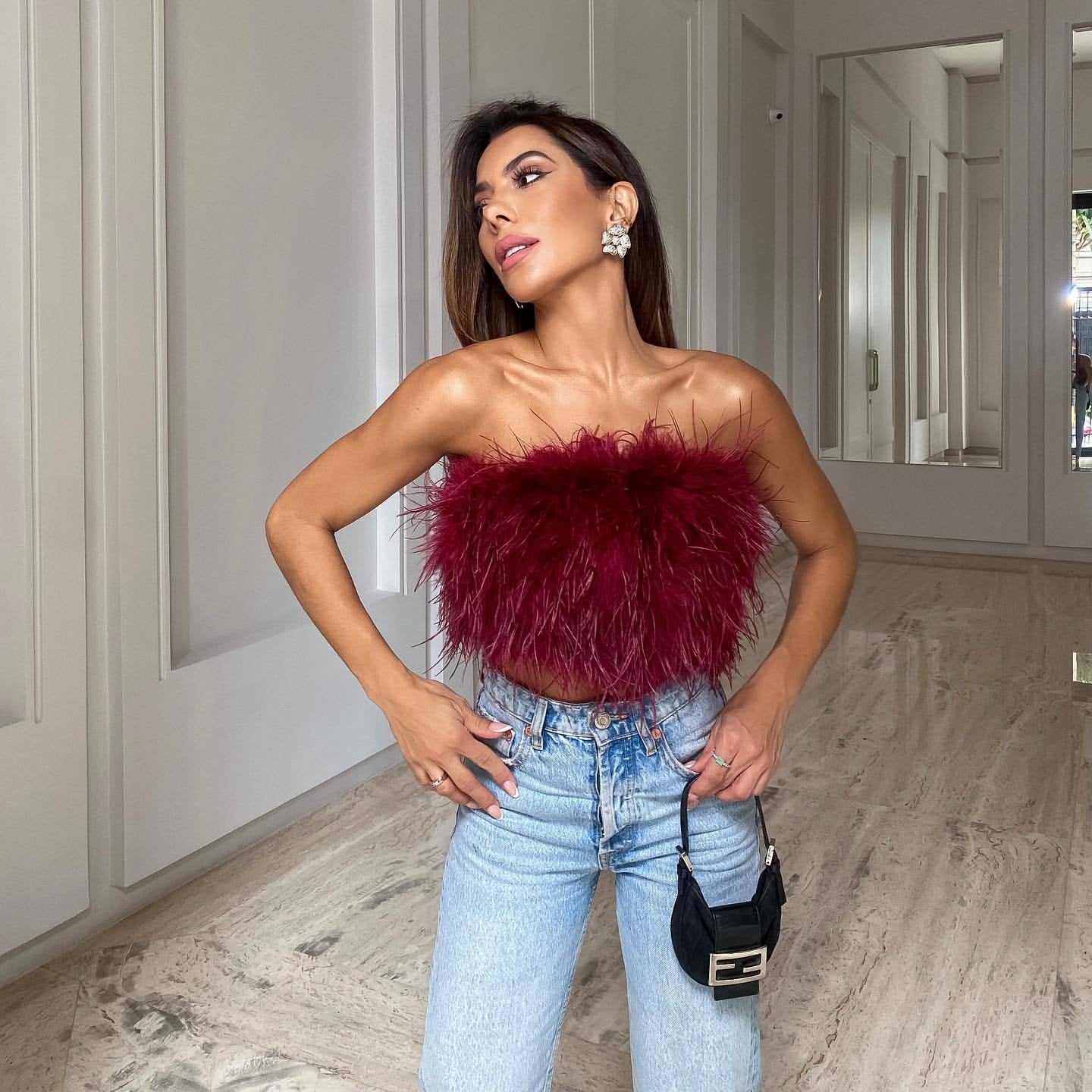 Fluffy Multi-Color Wool Bra Top - Neon North Clothing