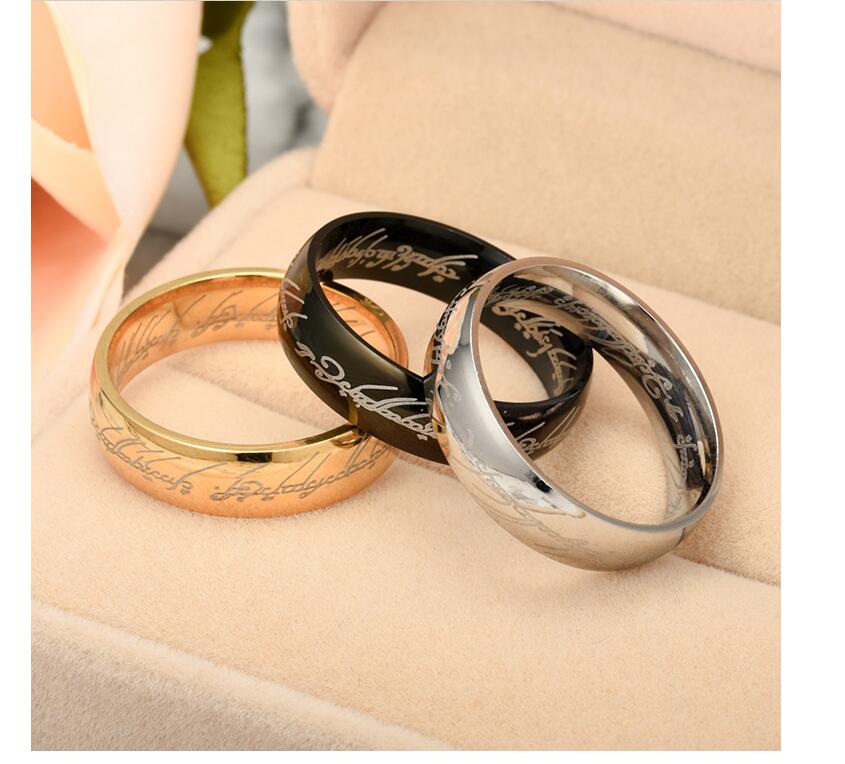 The Lord of One Ring Black Silver Gold Titanium Stainless Steel Ring - Neon North Clothing